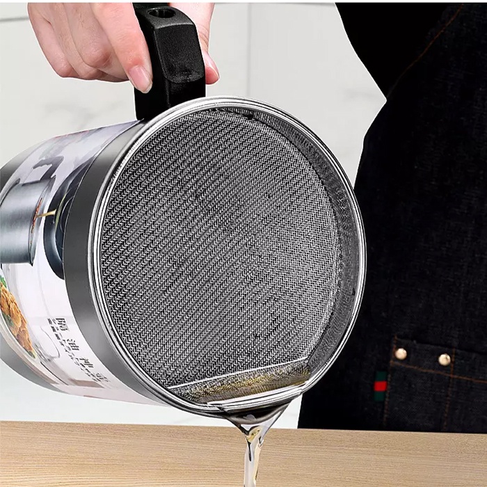 Tempat Saringan Minyak Goreng Saringan Minyak Jelantah Wadah Saringan Minyak Oil Strainer Pot 1.4L