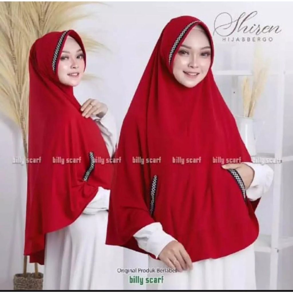 Jilbab instan Kantong Zigzag Kerudung kekinian Bergo terbaru 2021 Hijab Jumbo syar'i-Marun