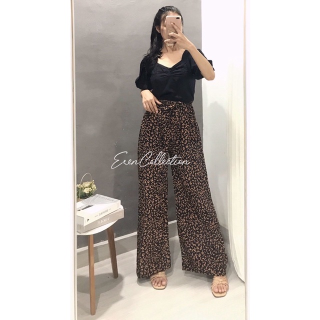 Celana Kulot New Leopard Tali Rayon Premium motif random