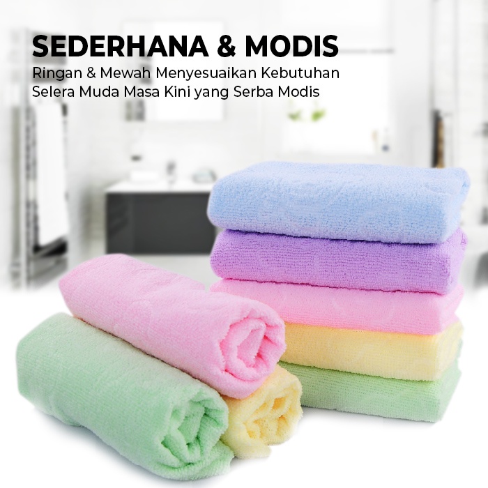 Handuk Wash Towel Praktis &amp; Modis Multifungsi Lembut Berbulu Cepat Meresap Motif Polos H31