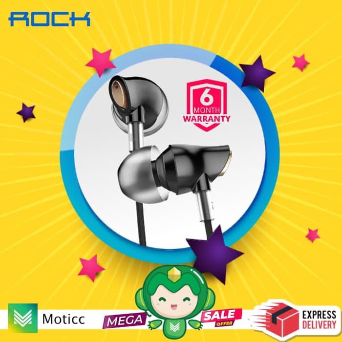 Rock Zircon HD Stereo Earphone with Microphone wired in Ear Headphone   Hitam