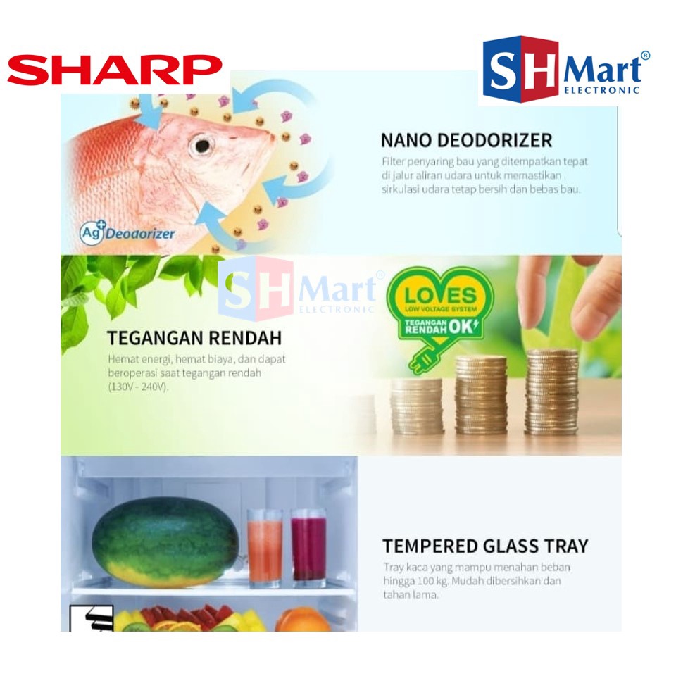 KULKAS SHARP 2 PINTU SJ-237MG / SJ237MG NO FROST GLOSSY DOOR SHARP GARANSI RESMI (MEDAN)