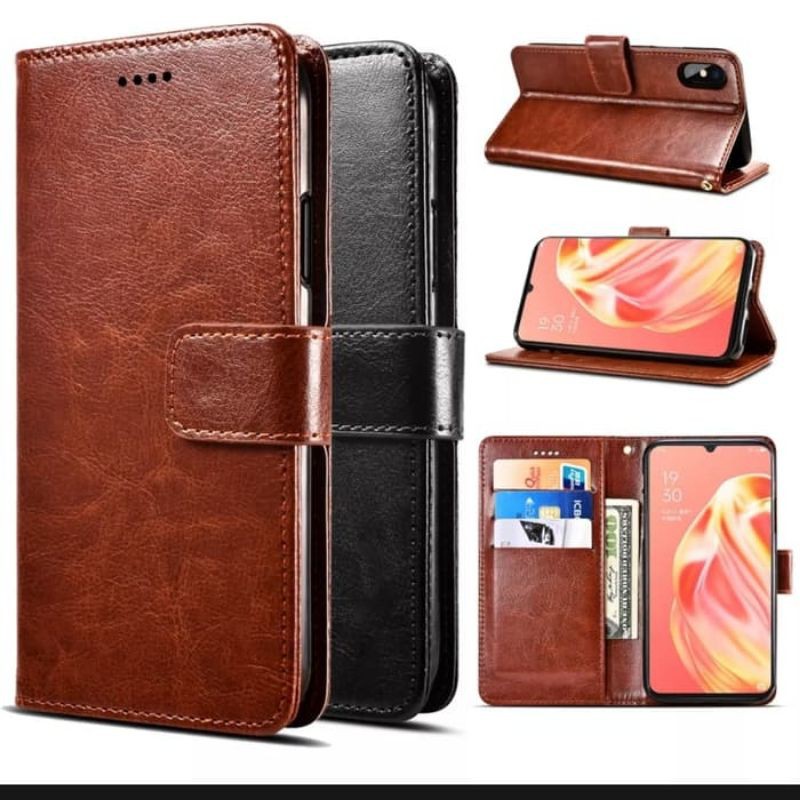 Oppo A54 A74 4G A75 5G A55 Silikon Flip Cover Wallet Leather Card Premium Case Kulit
