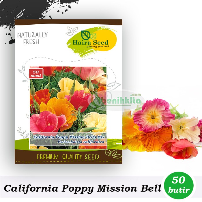 Benih-Bibit Bunga California Poppy Mission Bells Mix (Haira Seed)