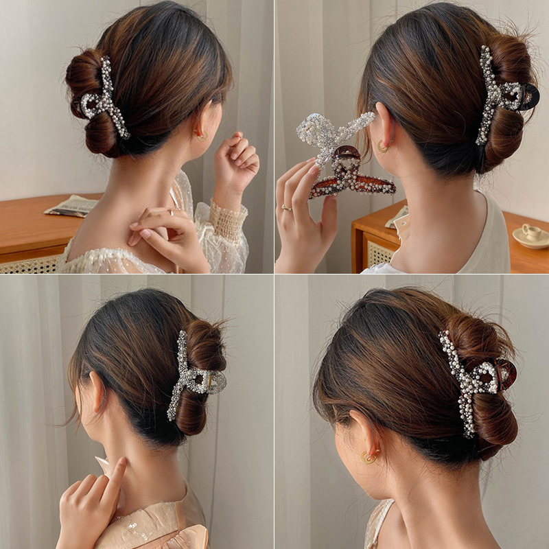 Korean Pearl Diamond Claw Clips Women Fashion Hair Clip Temperament Hair Clamps Girls Hair Accessories