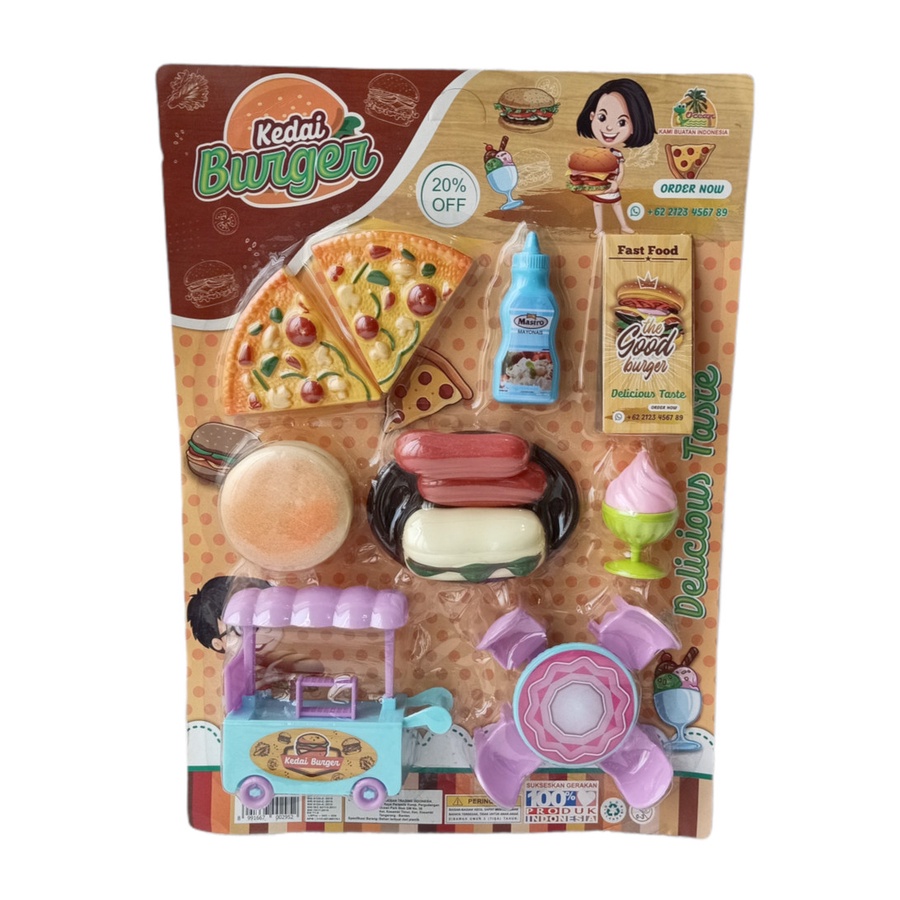 Mainan Anak Edukasi Hobi Masak Masakan  Kedai Burger Masakan Pizza SET OCT 2710/  Koleksi Mainan Anak Perempuan Masak Masakan Restoran Burger Murah