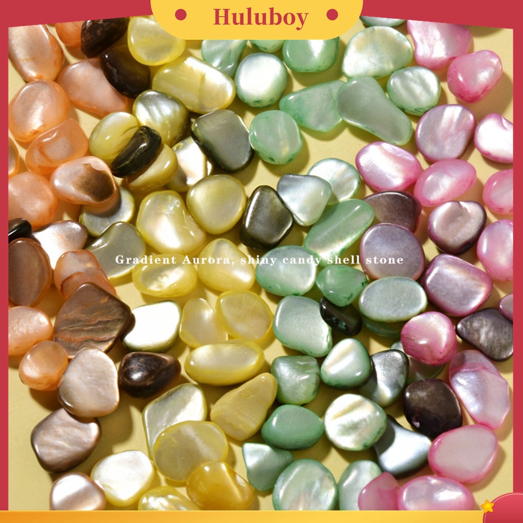 Huluboy Huluboy♡ 1 Kotak Stiker Kuku Efek Batu Kerang 3D Warna-Warni Gaya Jepang Untuk Salon