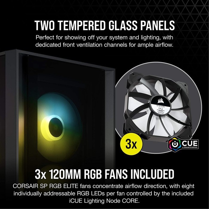 [tanpa palet kayu] Corsair iCUE 4000X RGB Tempered Glass Mid-Tower ATX Gaming Case Black atau White | Casing PC