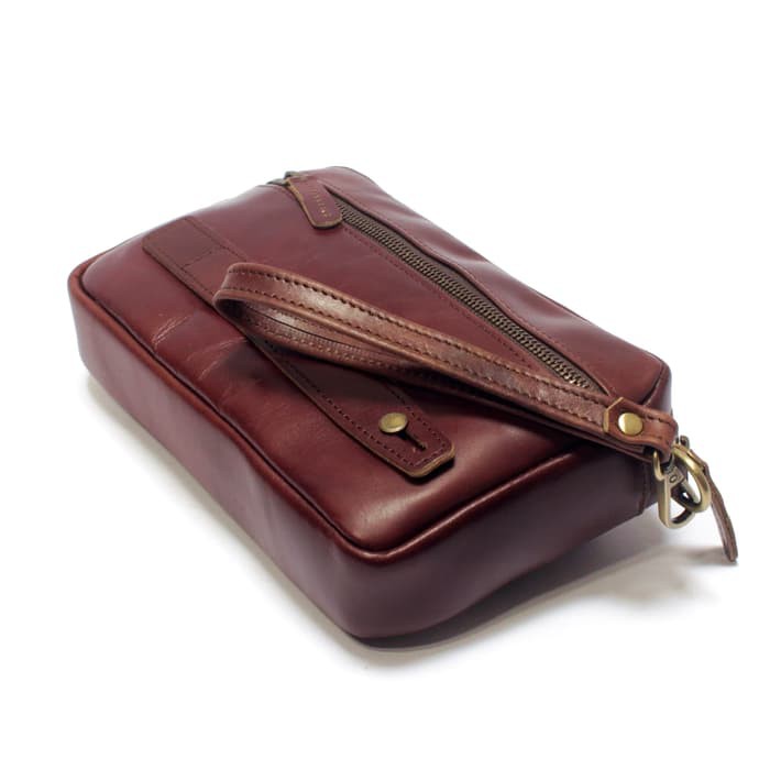 clutch pria wanita kulit asli pouch hand bag tas tangan coklat PHPC629