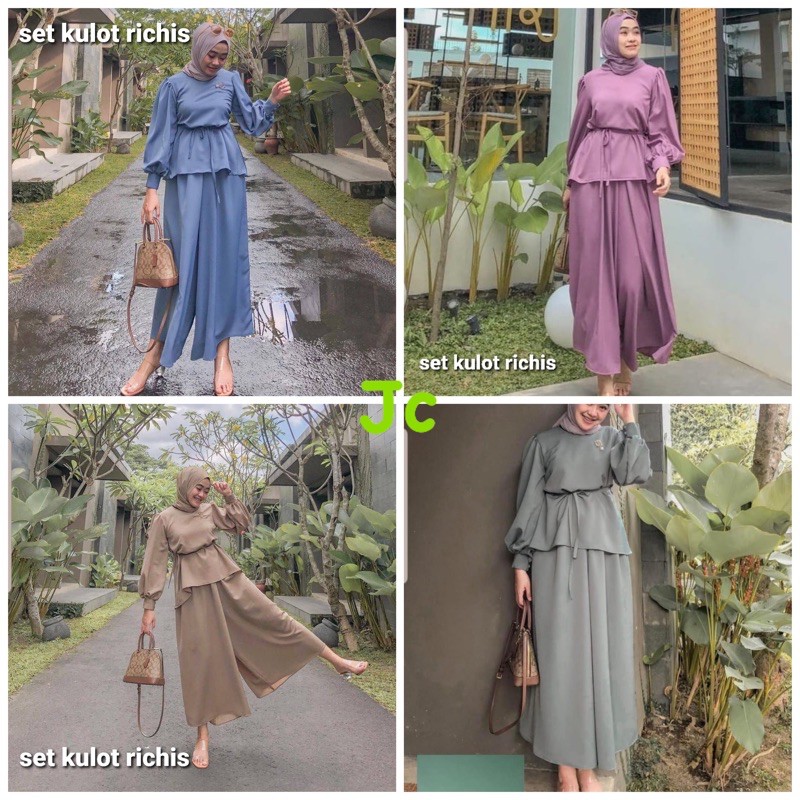 8Warna JCZ- Set kulot Richis / Stelan wanita muslimah / Set Kulot murah