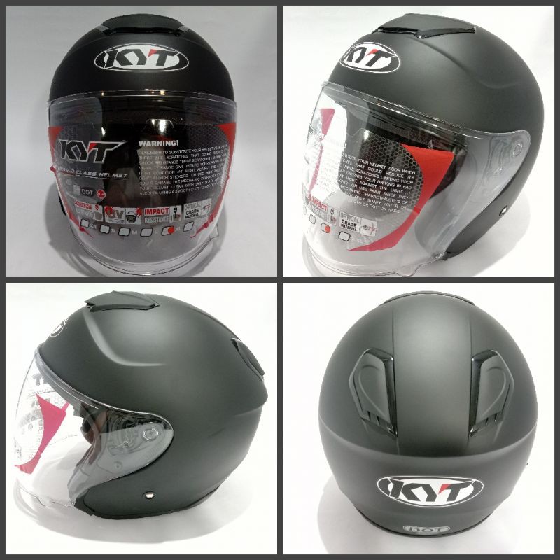 Helm kyt kyoto solid hitam doff