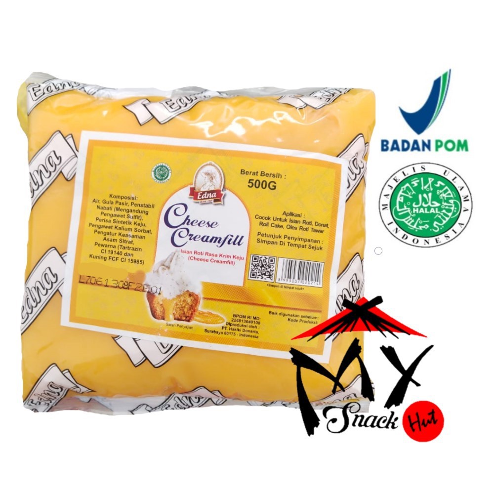 

EDNA CREAMFILL CHEESE 500GR - ISIAN ROTI RASA KRIM KEJU - SELAI OLESAN DONAT ROLL CAKE HALAL MUI