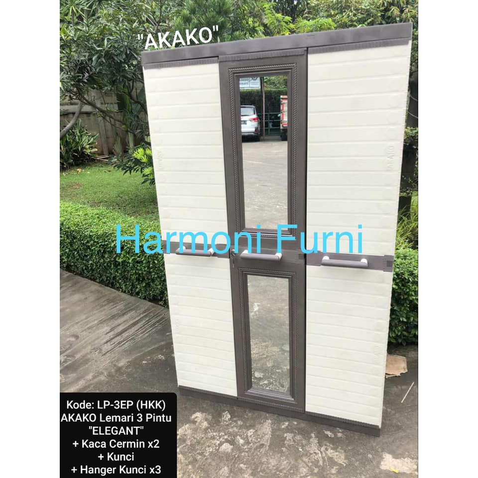 LEMARI PLASTIK AKAKO 3 PINTU ELEGANT LP-3EP (HKK)