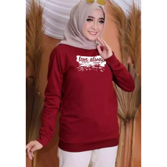 Kaos Lengan Panjang love always / Kaos Sweatshirt / Atasan Wanita / Atasan Wanita Lengan Panjang / A