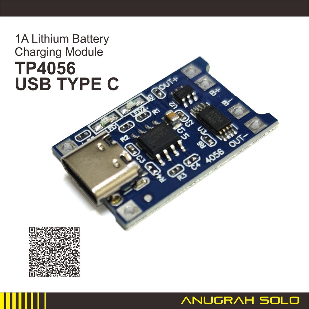 TP4056 USB C 1A Lithium Charging Module with Charge Protection