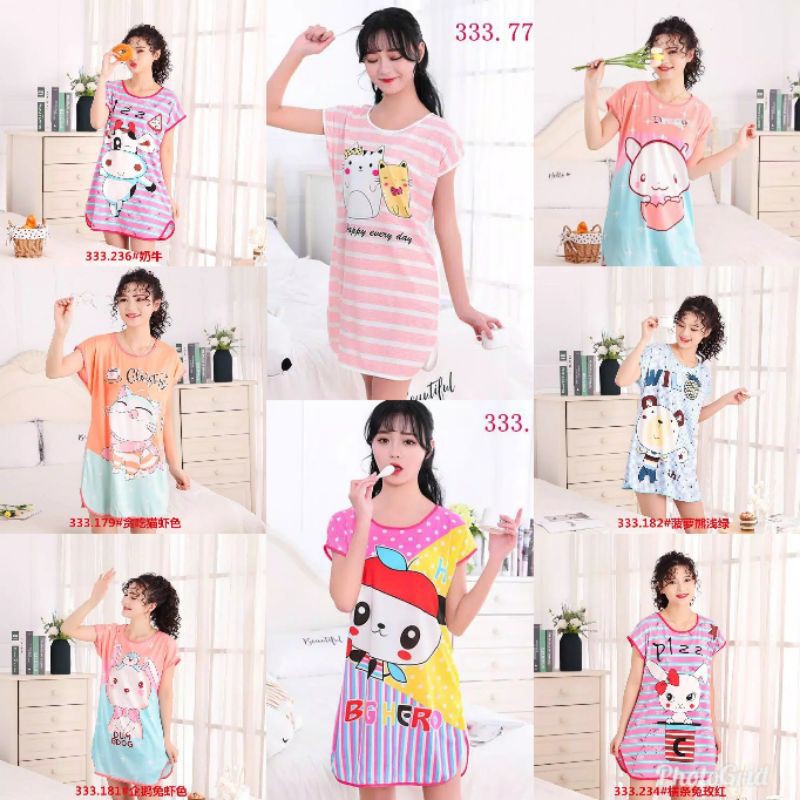 Motif Random Daster Spandek Korea / Daster Wanita Korea / Daster Kekinian