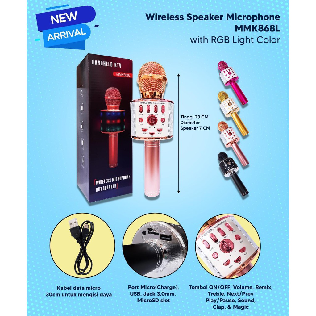 Mic Speaker WS858 WS868L Microphone Bluetooth Karaoke Smule Wireless WS-858 WS 868L 868