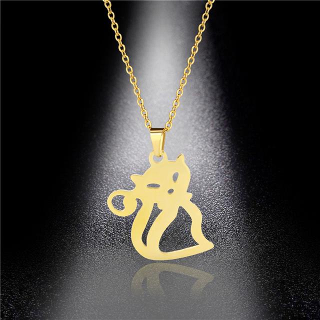 Aksesoris hollow lucu Kitty kalung fine melempar stainless steel hewan anak kucing liontin kalung