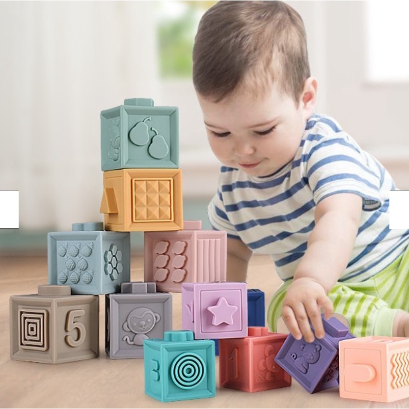 Mainan Bayi Baby Soft Tots Building Blocks Isi 6 dan 12