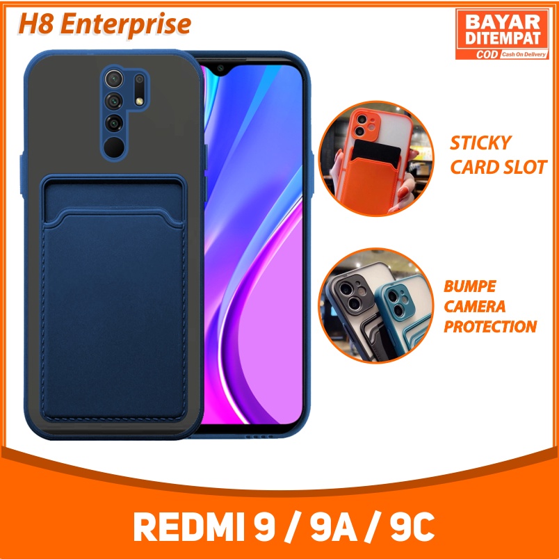 Soft Case Xiaomi Redmi 9 9A 9C Colored Card Slot TPU Casing Holder Simpan Kartu