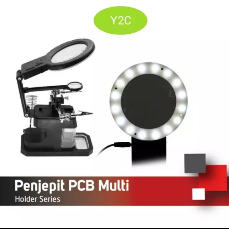 PENJEPIT PCB DENGAN KACA PEMBESAR DAN DUDUKAN SOLDER / LAMPU LED CELLKIT TE 803 / ALAT SERVIS HP