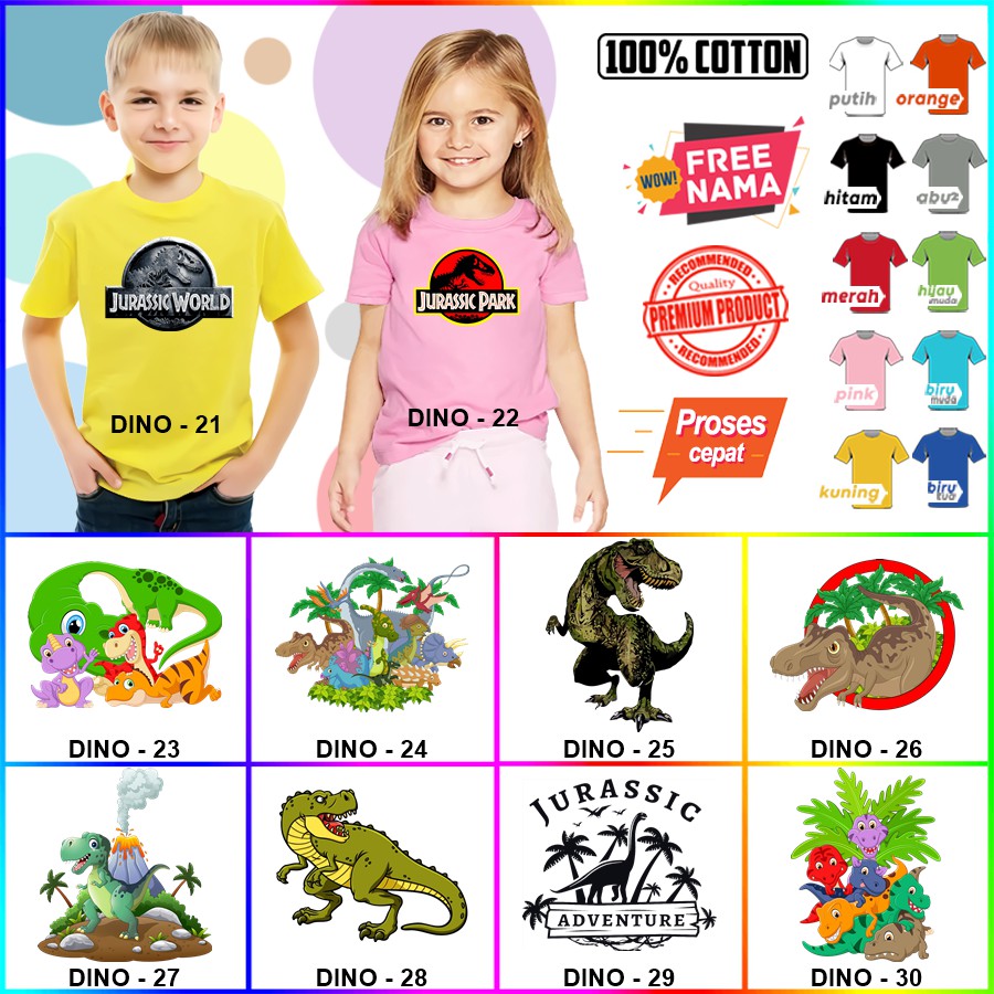 Kaos Ulang Tahun Dinosaurus Dino ULTAH COUPLE ANAK DAN DEWASA