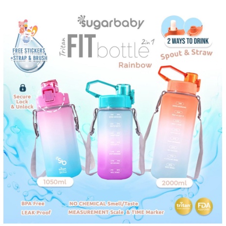 Sugar Baby Tritan Fit Bottle 2in1 Rainbow 1050ML - Botol Minum Anak