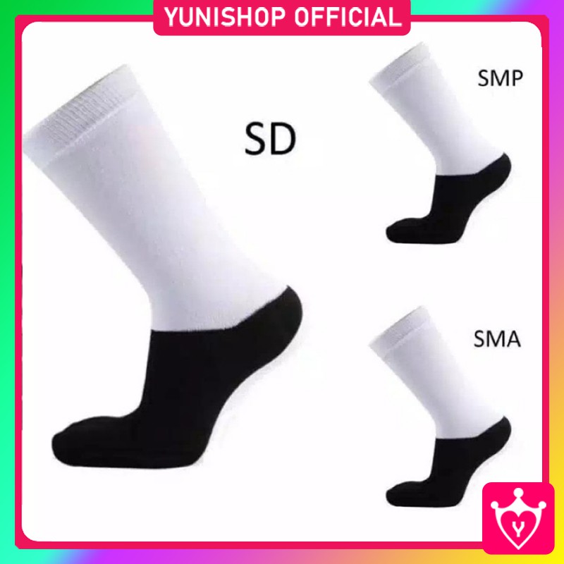 Kaos Kaki Sekolah SD SMP SMA Putih / Kaos Kaki Warna Hitam Putih / TS-48