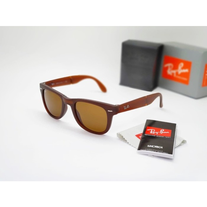 Kacamata Original Ray-Ban Wayfarer Folding RB4105 Brown Doff