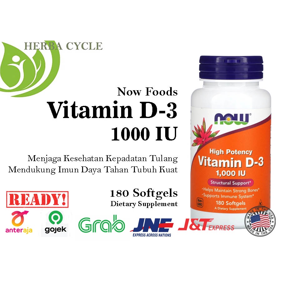 Now Food Vitamin D3 1000 IU 180 Softgels  Vit D3 1000 Ori USA