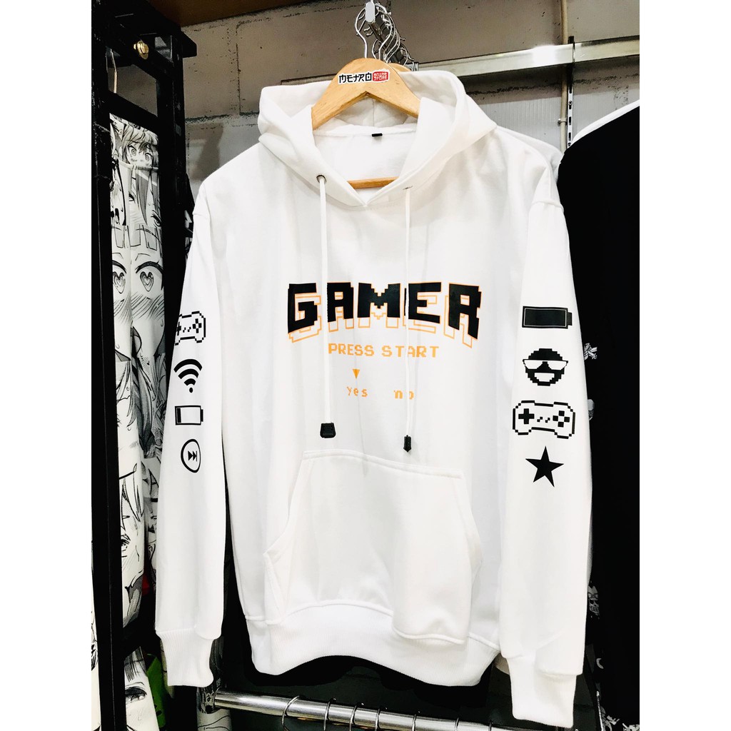 Sweater distro Gamer Classic color White Cotton fleece