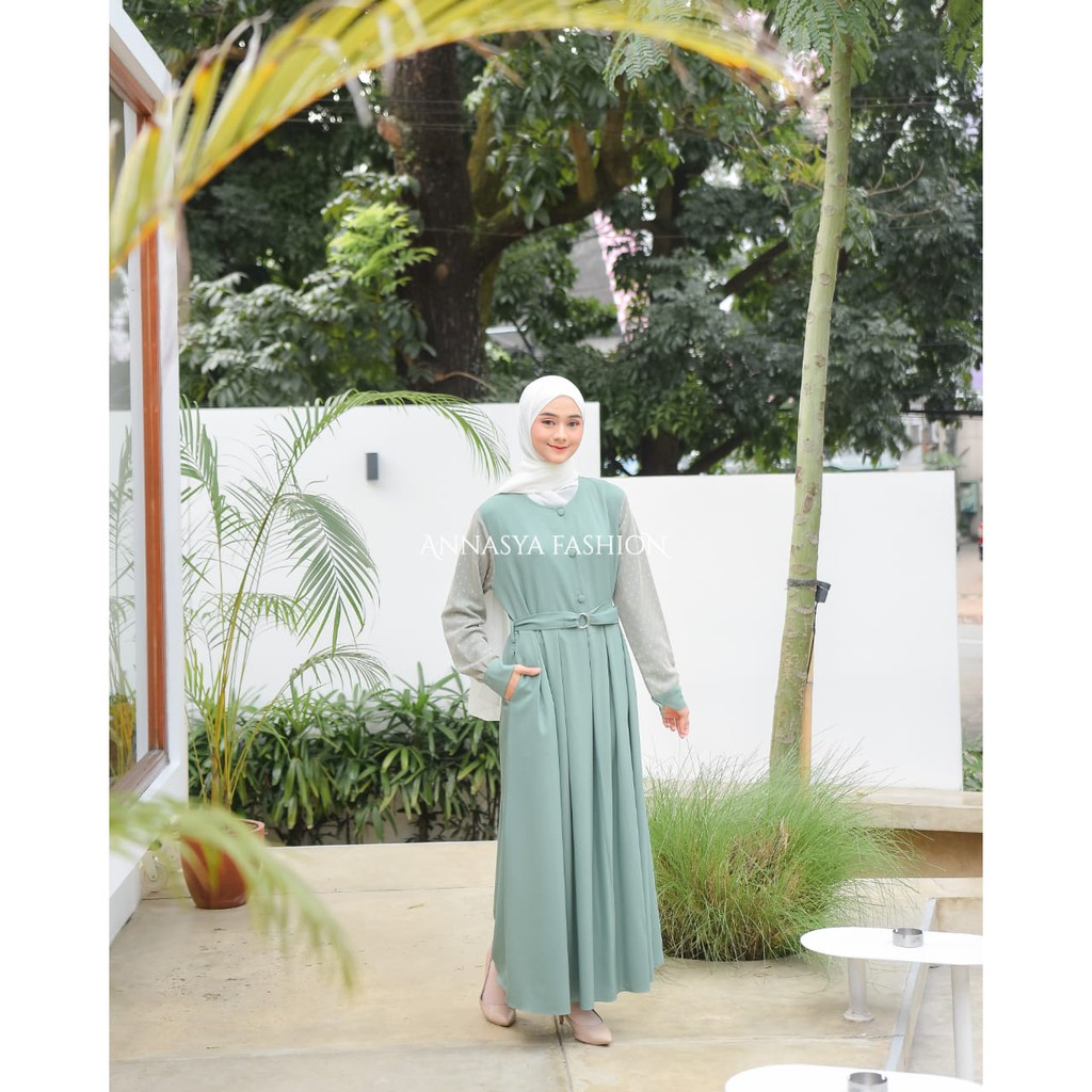 GAMIS  HAIFFA DAIFFA original annasya  ITYCREPE Outfit Muslim kuliah Hangout Terbaru CASUAL kerja trendy pastel