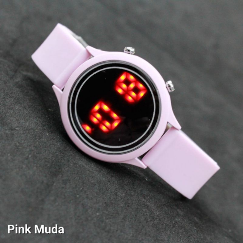 JAM TANGAN WANITA LED WATCH DIGITAL CONVEX RUBBER WARNA