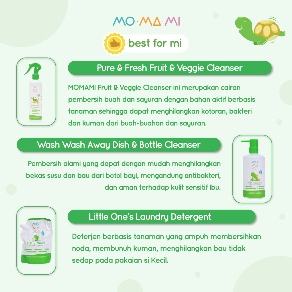 Momami Little One’s Laundry Detergent | Momami Wash Wash Away Dish &amp; Bottle Cleanser | Momami Pure &amp; Fresh Fruit &amp; Veggie Cleanser | Momami Baby Spray-spray Go Away | Momami Baby &amp; Kids Bye Bye Disinfectant Spray