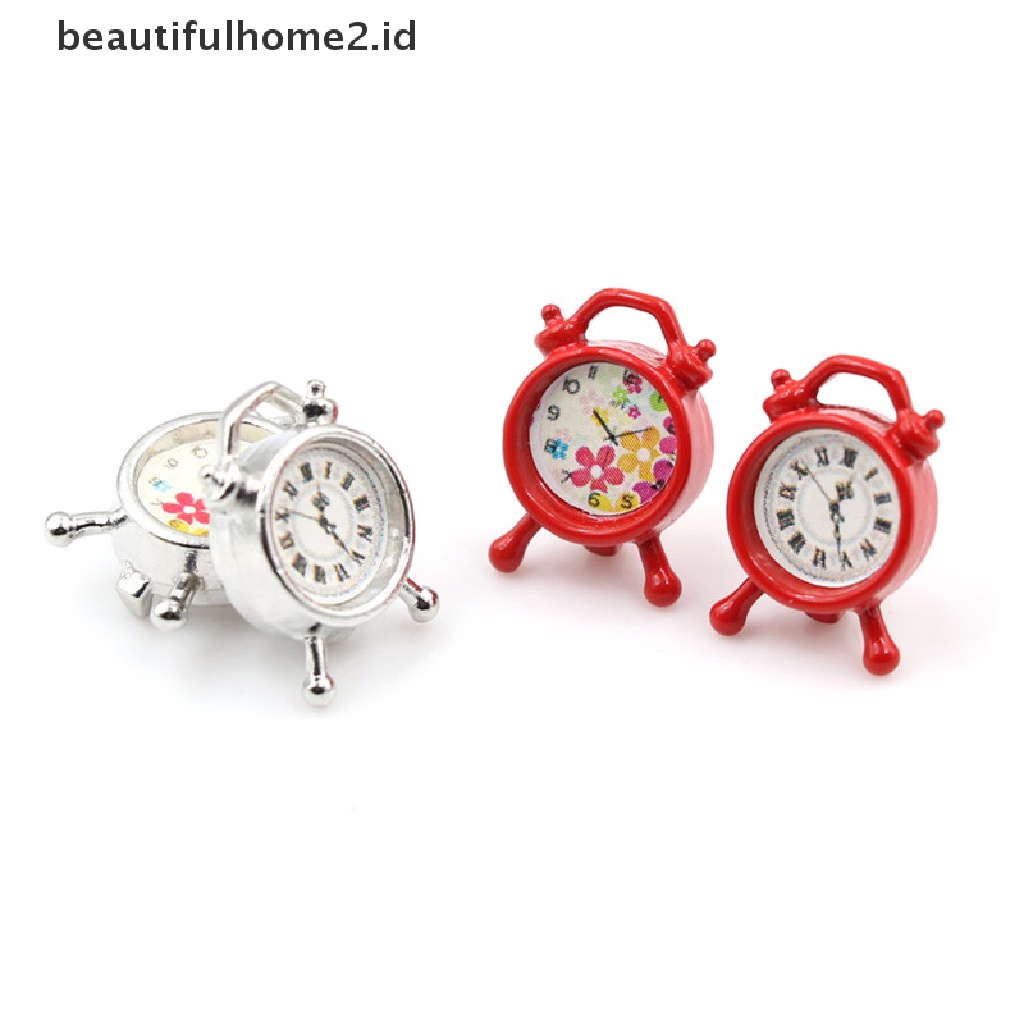 (beautifulhome2.id) Miniatur Jam Alarm Skala 1: 12 Untuk Dekorasi Ruang Tamu Rumah Boneka