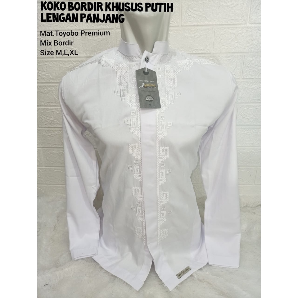 DISKON! Baju koko dewasa Bordir PREMIUM/khusus putih/terbaru/agnina collecion