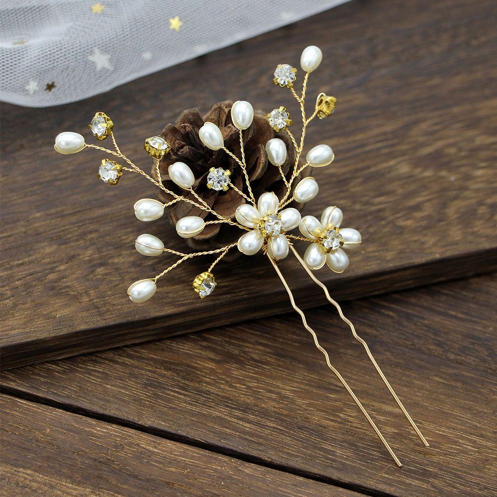 Needway Pengantin Wanita Jepit Rambut Mutiara Aksesoris Pernikahan Daun Wedding Bride Hair Clip