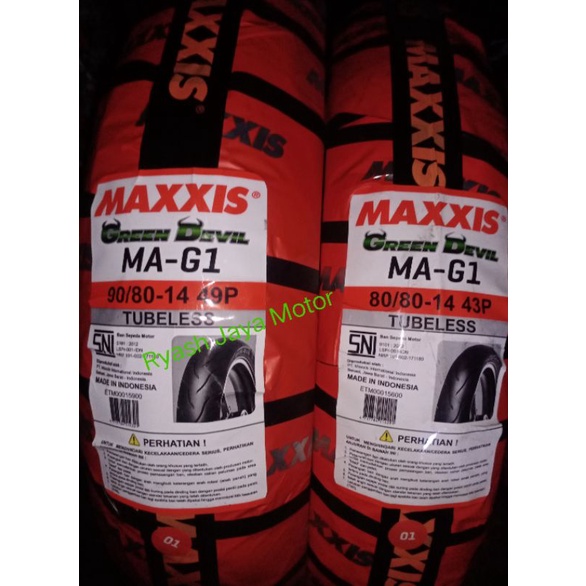 Ban tubeless Maxxis Green devil 80/80-14 dan 90/80-14 for Vario/beat/scoopy/Spacy/Mio smile/M3/J/S/Z/Beat karbu/esp/pop/street/f1/Spacy/f1/scoopy karbu/f1/Genio/beat new 2020/Xeon/rc/Soul gt 125/mio soul/smile/sporty/J/X-ride/fino