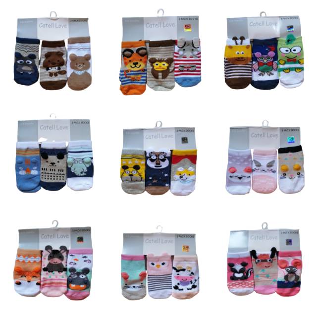 Kaos Kaki Bayi 3in1 0-6 6-12 Cattel Love