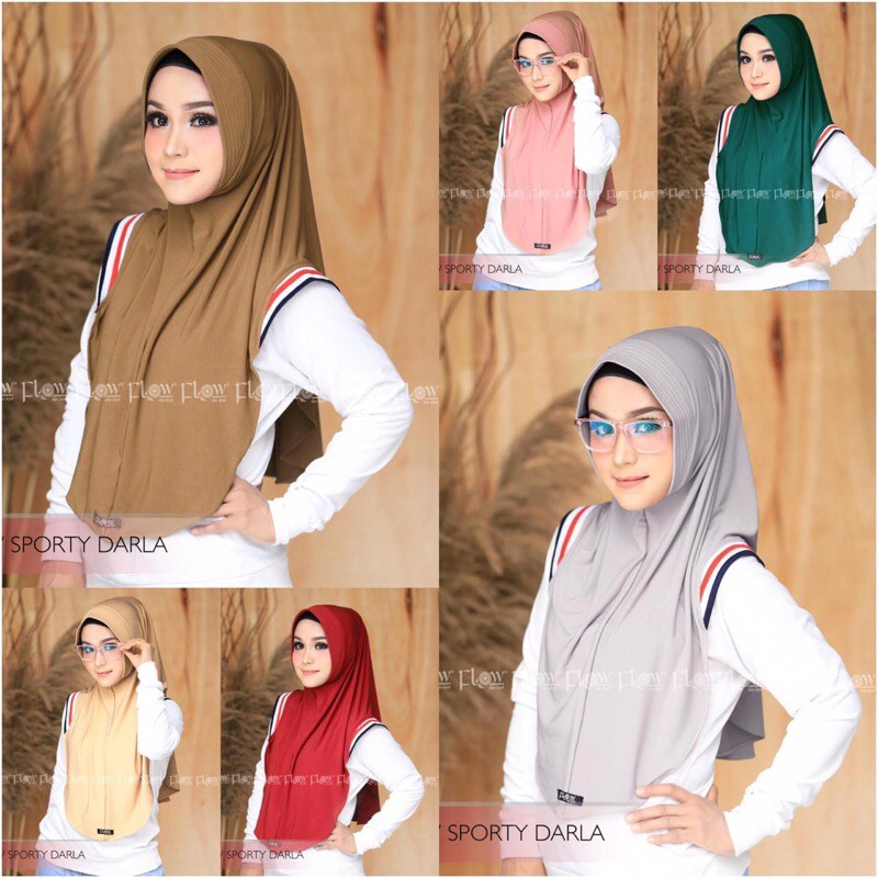 Terbaru Jilbab Instan Bergo Sporty Jersey Darla by Flow Hijab Murah Berkualitas Muslimah BestSeller