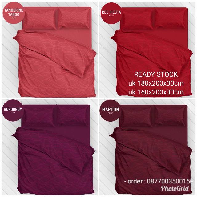 Sprei KENDRA POLOS Emboss Jacquard KING size uk 180x200 T30 Tinggi 30 Sprei Hotel Putih Polos Abu Grey Navy Putih Vanila Sky Deep Lake Snow White Simple Taupe Almond Tree Blue Coral Green Espresso Oxford Tan Ruby Wine Simple Taupe Terracotta Titanium