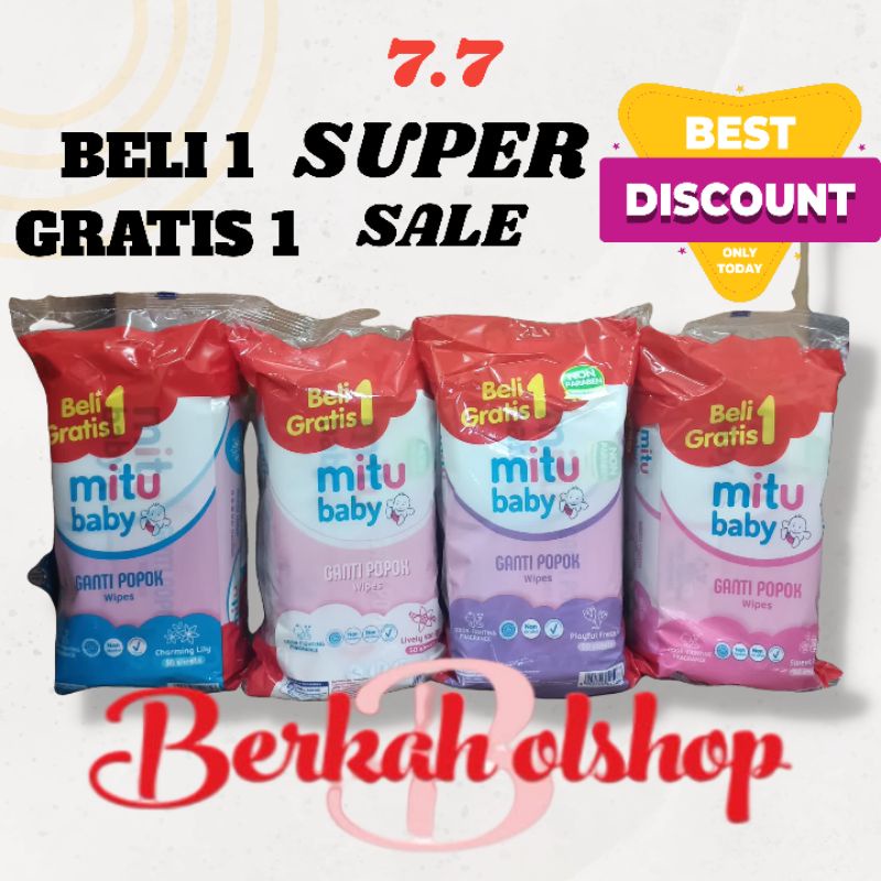 Mitu /paseo tisue basah baby 50 sheet(BELI 1 GRATIS 1)