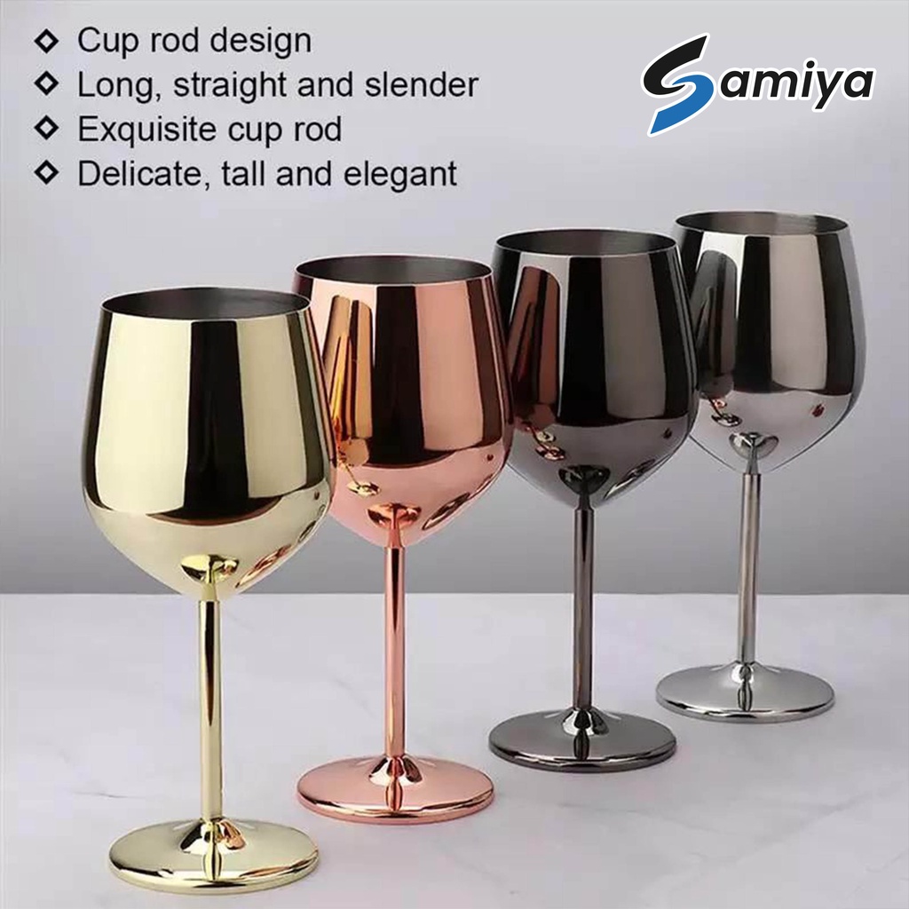 wine glass stainless steel color 500ml  / gelas wine goblet warna / glass cocktail champagne bar