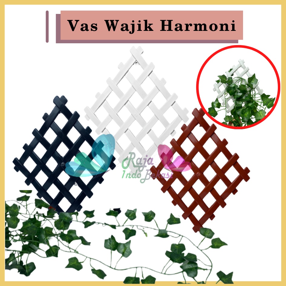 Pagar Wajik Harmoni Warna Putih Coklat Hitam Kuning Ornamen Bunga Vas Wajik Pagar, Jaring, Rambatan Plastik Ukuran Kecil Sedang Besar untuk Bunga Hias Artificial Hiasan Ruang Tamu Dinding Home Grosir Murah Wajik Putih / Breket/ Tatakan/ Pagar Plastik