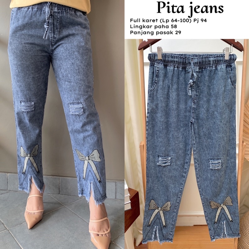 SOFT JEANS BORDIR PITA || CELANA JEANS WANITA