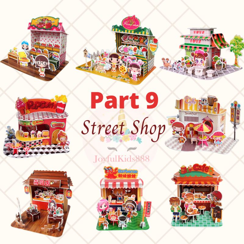 Mainan Edukasi Jigsaw Puzzle 3D Part 9 Seri Miniatur Street Shop &amp; Street Resto