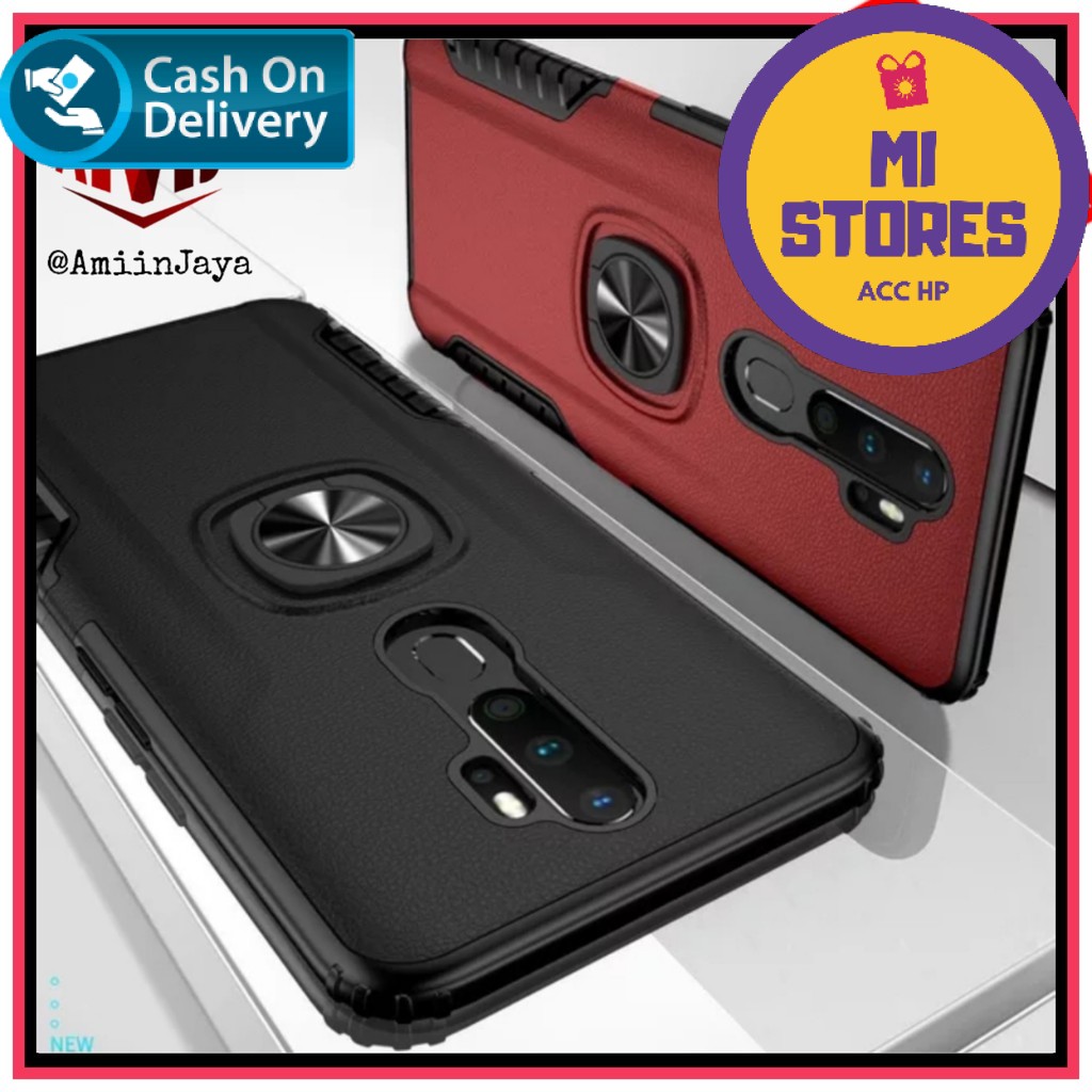 Case Xiaomi Redmi Note 8 Pro Shockproof Ring Kick Stand Premium Hard Case