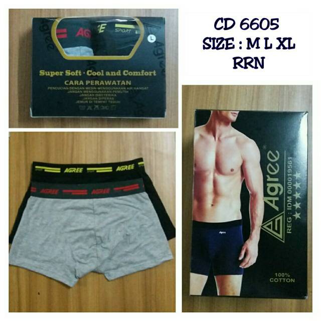 ATB Celana Dalam Boxer Agree Sport 6605, 6603, 6608Termurah (ISI 2PC)