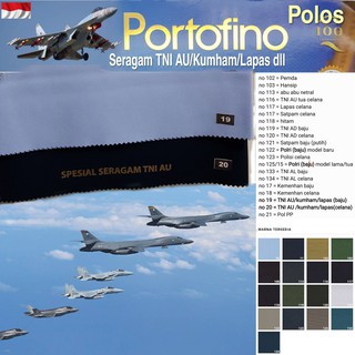 Kain Portofino Polos By Maxistyle Harga per 10 cm Bahan Seragam TNI AU Polisi Baju Celana Blazer Jas