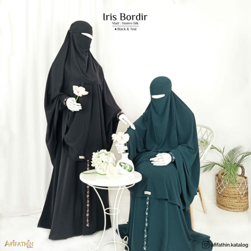 (Bisa COD) Set IRIS Bordir by Afifathin / Set Gamis Syari